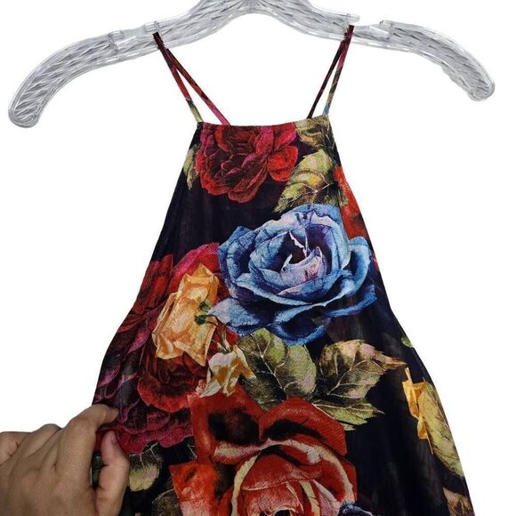 Show Me Your Mumu Floral Bronte Halter Maxi Dress Side Slits Size XS - Picture 4 of 11